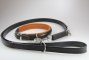 Hundeleine 3 fach verstellbar, 20 mm breit, Farbe schwarz, Beschlag Edelstahl, mit Halsband